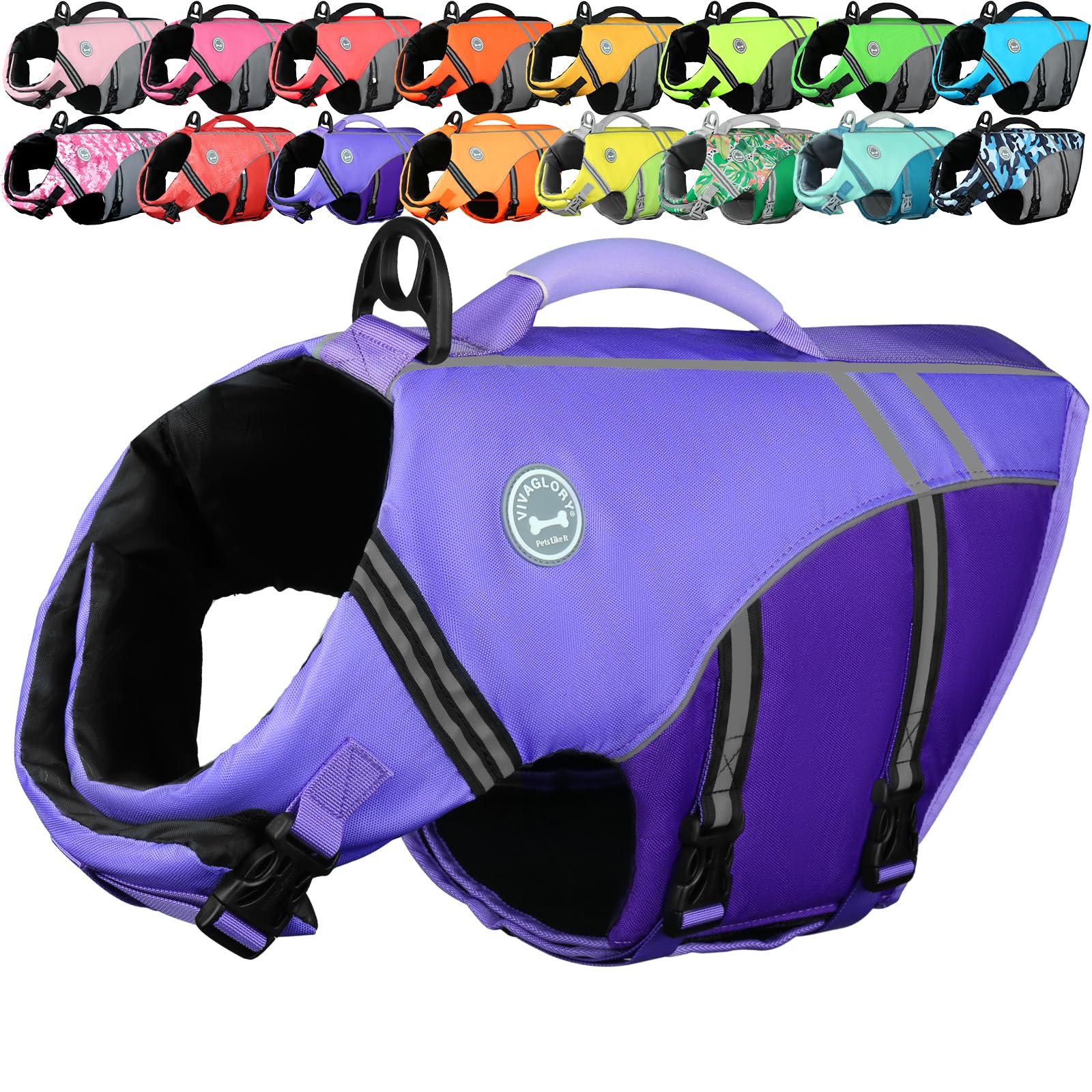 VIVAGLORY Sports Style Hundeschwimmweste, Rettungswesten Für Hunde Bootfahren, Auftrieb & Schwimmhilfe, Schwimmweste