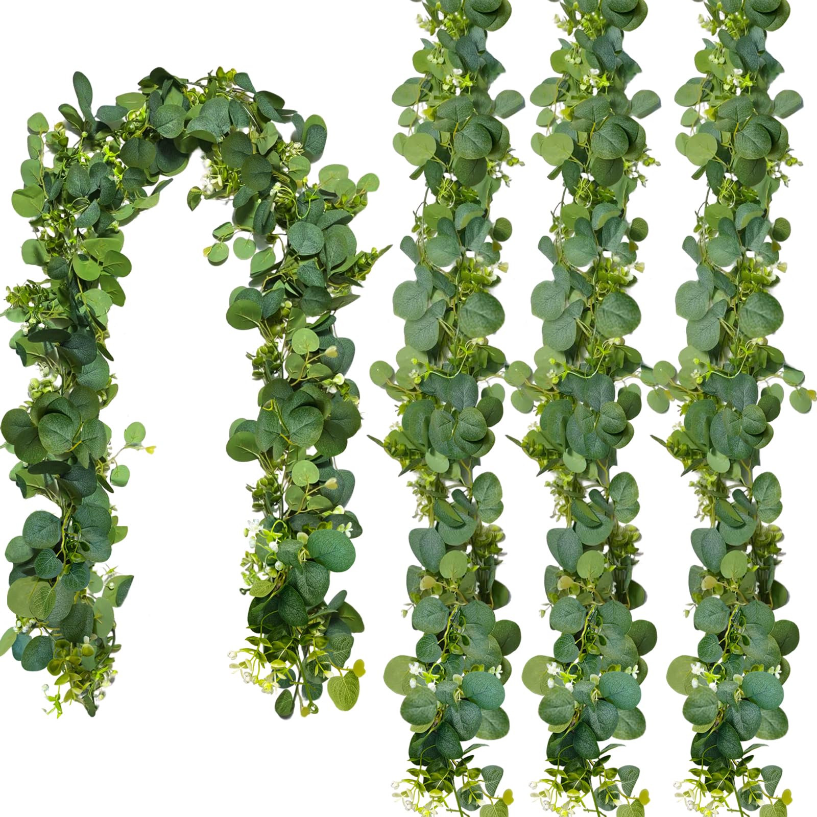 180CM Faux Eucalyptus Garland Artificial Eucalyptus Garland Fake Hanging Greenery Vine Artificial Foliage Fake Leaves Ivy Table Runner for Wedding Party Garden Office Backdrop Arch Wall Decor (4)