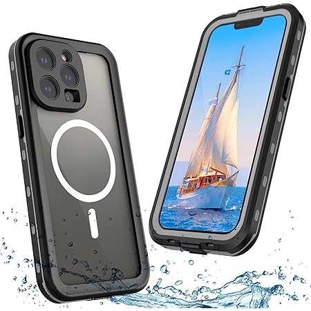 ShellBox Casecompative with iPhone 15 Pro Max,Waterproof Case with Built-in Screen Protector, Shockproof Cover Heavy Duty Wireless Charging Case for iPhone 15 Pro Max 6.7 inch (Black)