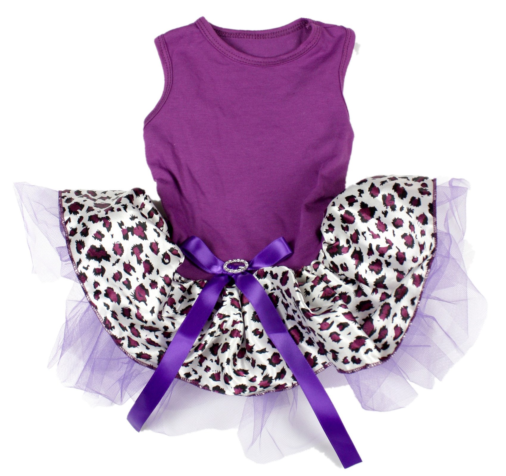 Petitebella Plain Leopard Theme Puppy Dog Dress (Purple/Leopard, XXX-Large)