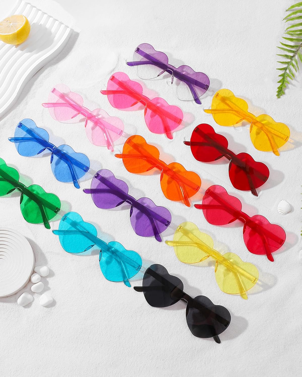 40 Pairs Heart Shaped Sunglasses Bulk, Colorful Rimless Fun Heart Sunglasses for Women Party Favors - Image 4