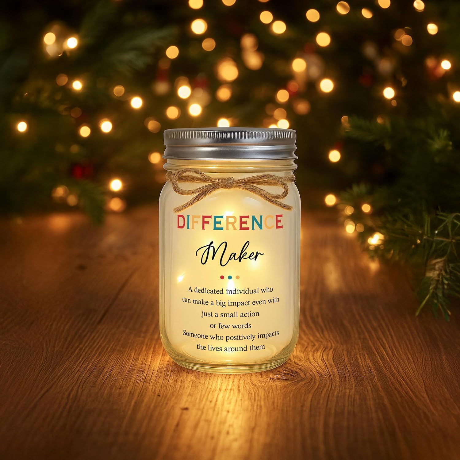 Inspirational Difference Maker Gifts for Women - Mason Jar Light Decor - Teacher Appreciation Gifts Thank You Gratitude Gift for Nurse, Boss, Coworker, Employee image 3
