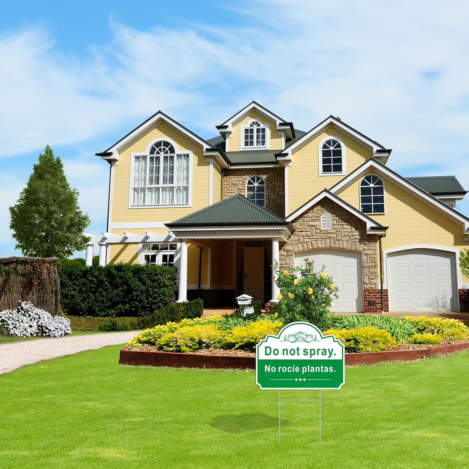 Do Not Spray Sign, Bilingual English and Spanish Plant Sign, 2-Pack 12 x 9" Double Sided Yard Signs with Metal Stakes, UV Protected, Waterproof, Non-Fading for Lawn & Garden Protection (Green) - Image 5