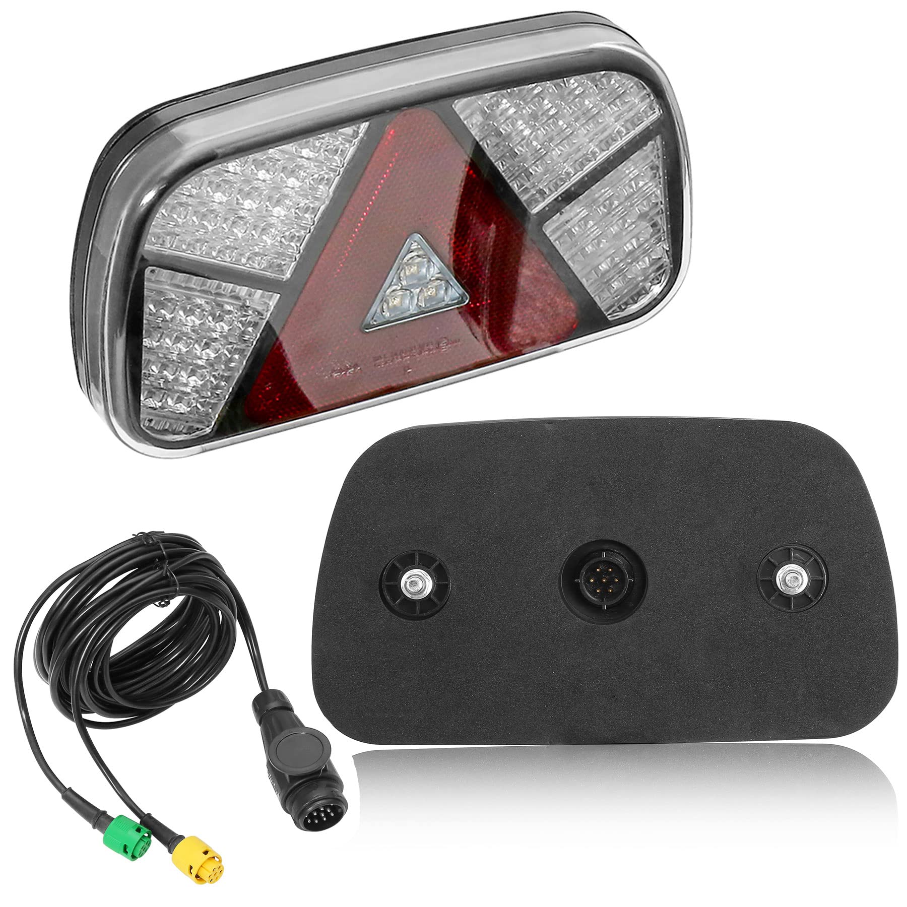Pilotos Led Remolque 12V 24V, 7Funciones Luces Remolque Traseras con Cable 4m Precableada Enchufe 13pines con Conexión De Bayoneta de 2x6pines, Juego Luces Traseras Remolque Homologados