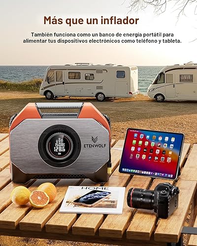 Vista 6 de ETENWOLF VORTEX S6 - Inflador de neumáticos, compresor de aire portátil para vehículos pesados, bomba de aire inalámbrica para automóvil e inflables