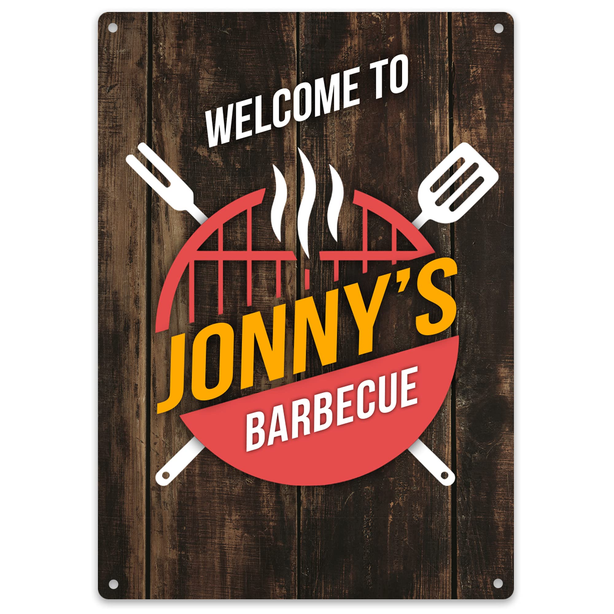 Purple Print House Metal BBQ Sign - Personalised Garden Party Gift For Him - Barbeque Signs and Plaques Outdoors Area Fathers Day, Garden & Outdoor, Large, Design 4