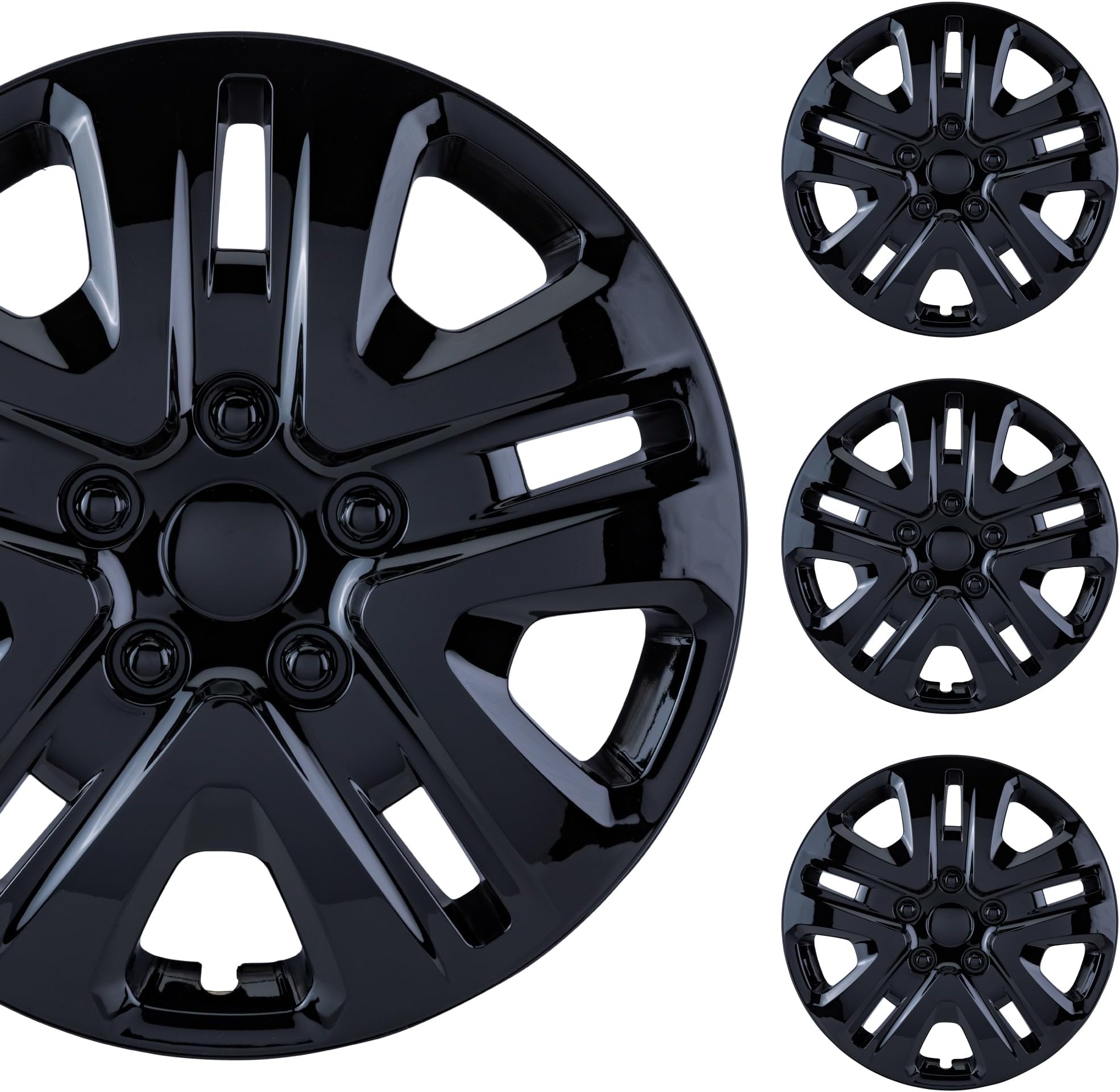 PACRIM 17" Universal Gloss Black Car Wheel Cover/Hubcap Set | Replacement Snap On | Set of 4 | Univeral Fit for 17 Inch Base Stock Rims