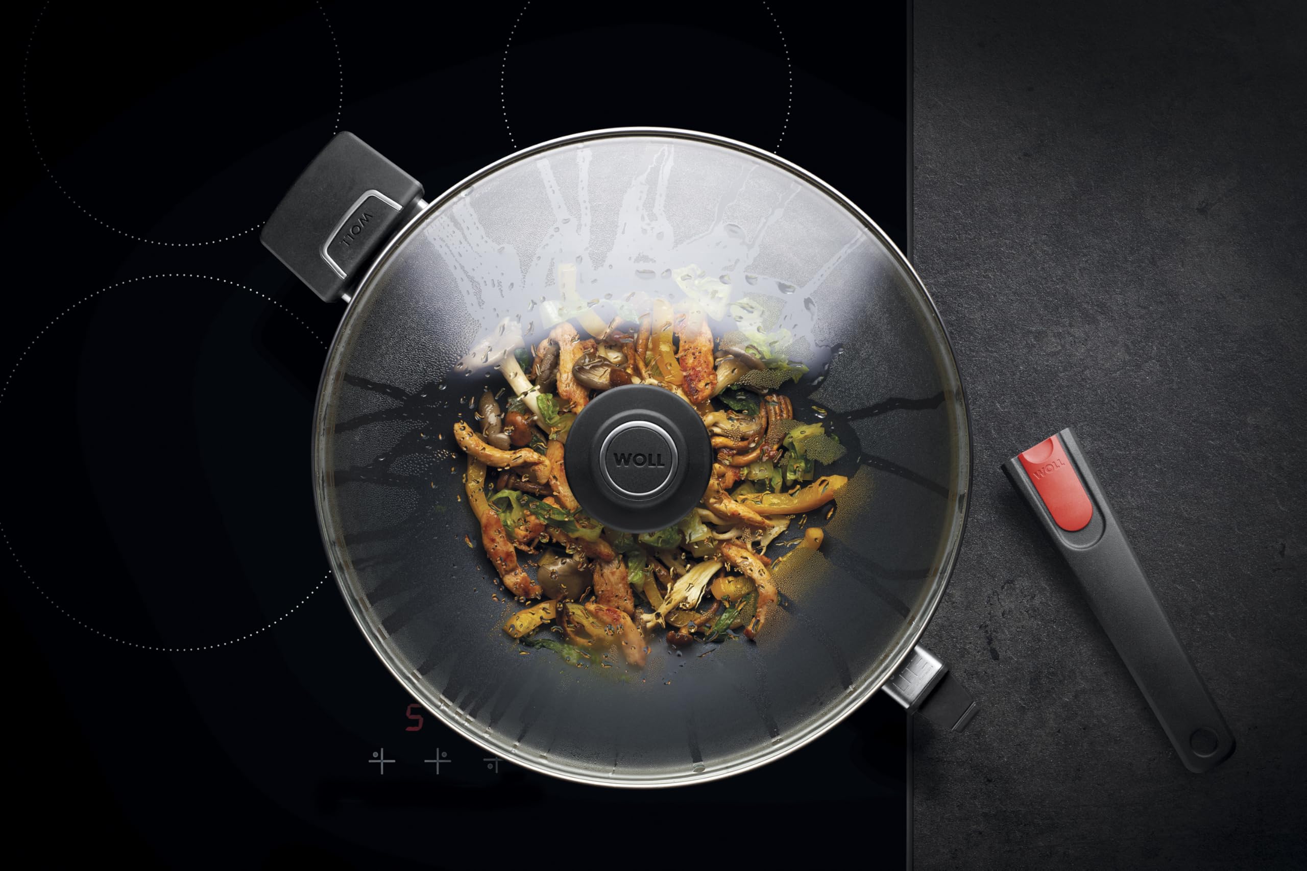 Woll Diamond Lite Wok- und Rührpfanne mit Deckel - Induktiv -, Ø 34 cm, 11 cm hoch - Geeignet für alle Herdarten, Aluminiumguss, Antihaft-Versiegelung, backofenfest, anthrazit