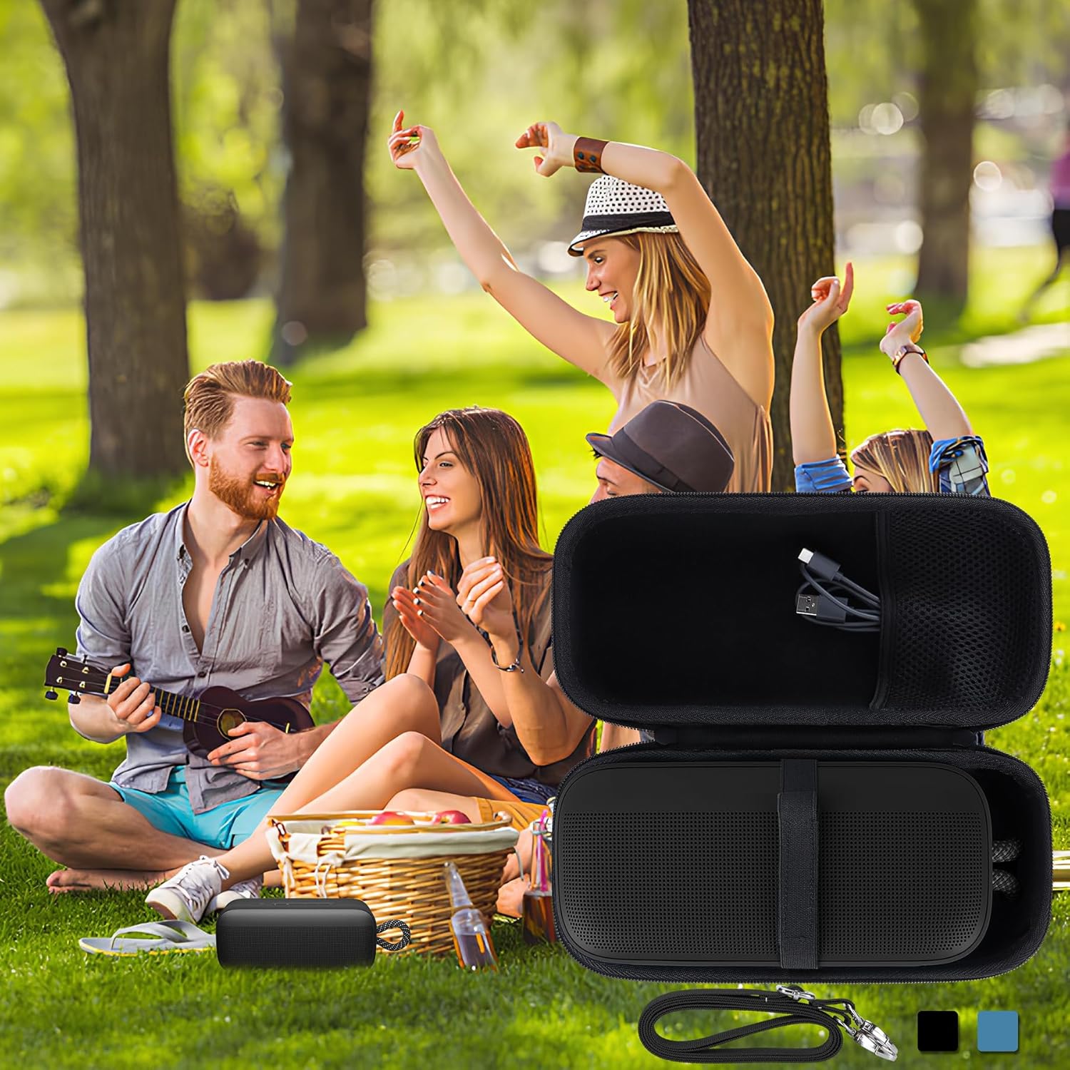 Storage Case Compatible with Bose SoundLink Plus Portable Outdoor Speaker (Black) - Image 9