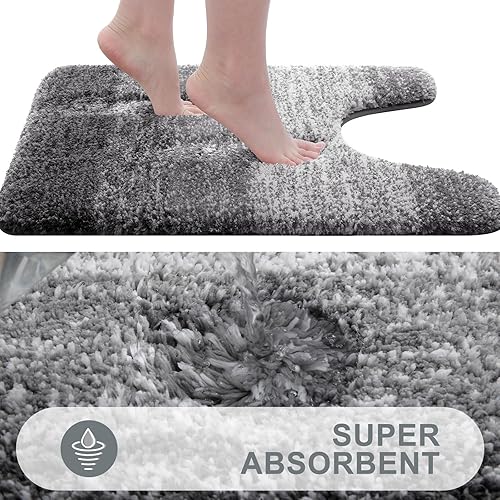 Miniatura 4 de OLANLY Juego de alfombras de baño de 3 piezas, alfombras de baño de microfibra suave y absorbente y contorno en forma de U, alfombra de baño
