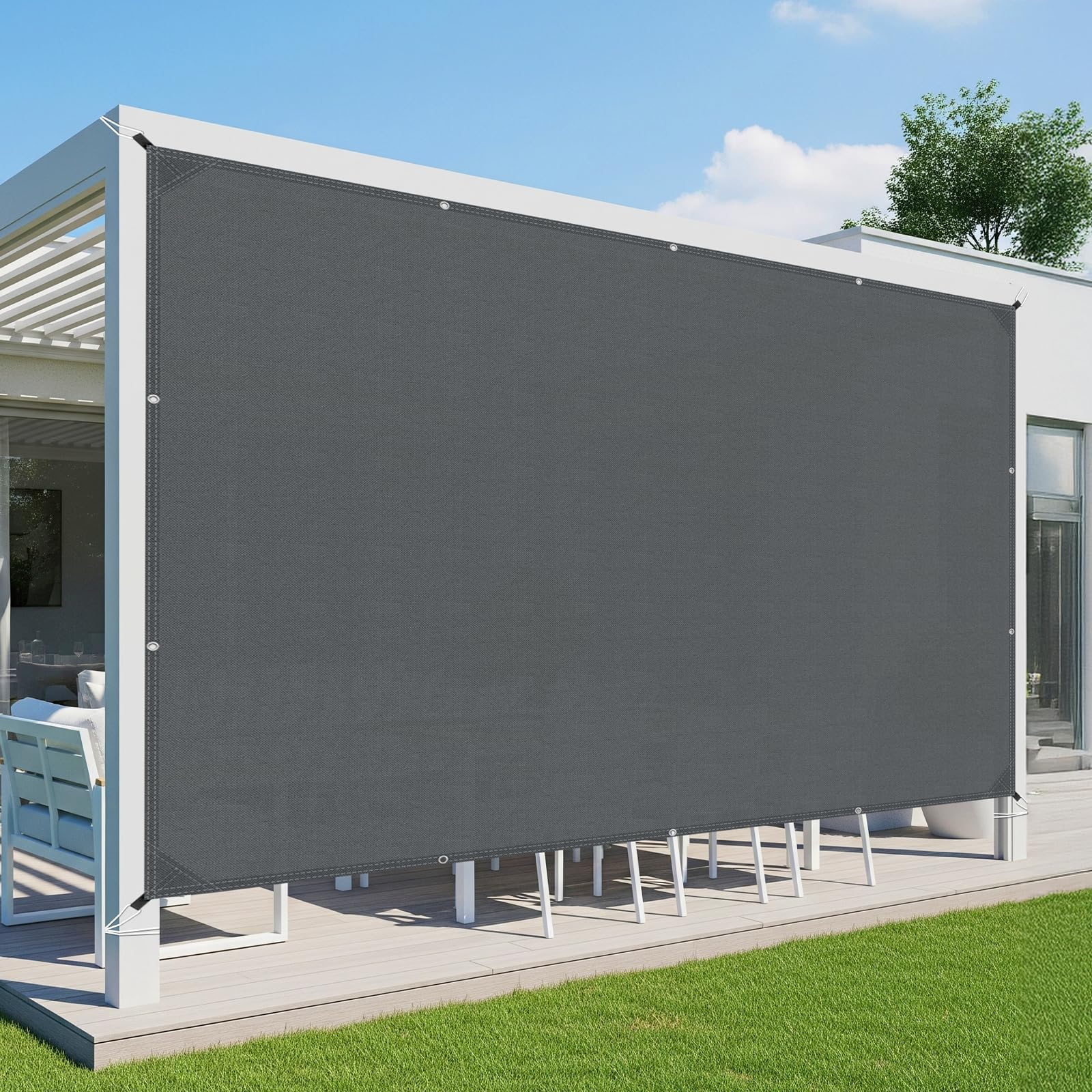 COOL AREA Sonnensegel Wasserdicht Rechteckige 1x2m mit Geraden Kanten Sonnenschutz Wetterschutz PES Polyester Segel 95% UV-Schutz Segel für Terrasse, Balkon und Garten,Anthrazit