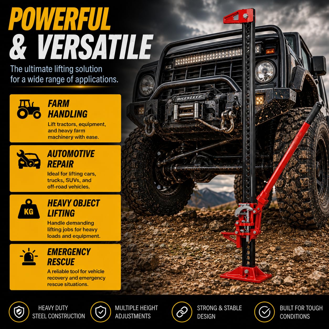 XtremepowerUS 3 Ton Farm Jack - Heavy Duty Lifting & Recovery -3