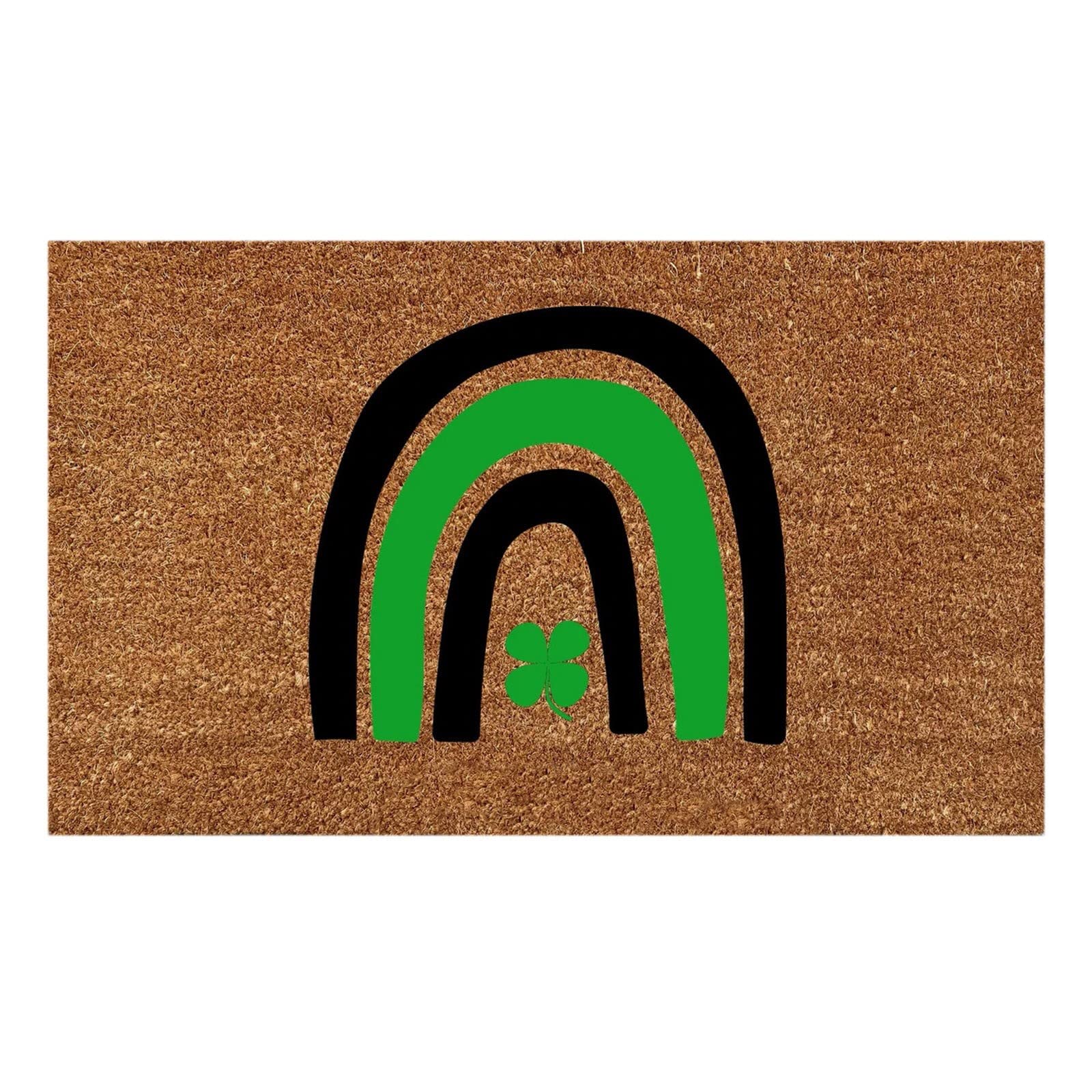 St. Patricks Day Door Mat Rubber Good Luck Outdoor Clover Rug Hello St Patricks Day Kitchen Rug Dog Paw Cleaning Mat