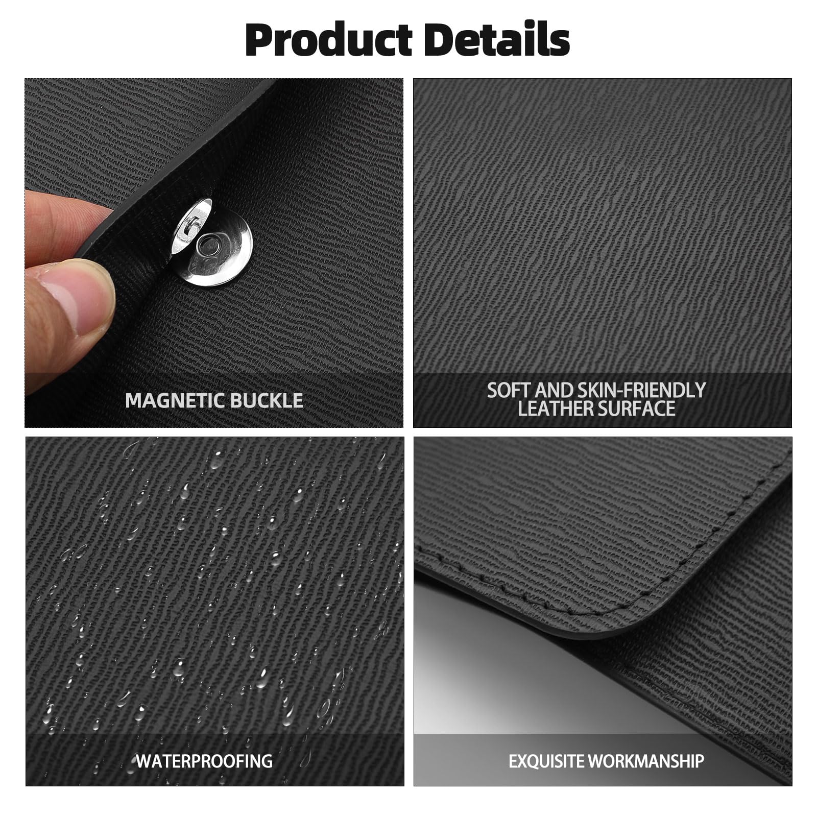 2pcs Carpeta de Documentos A4 Cuero, Carpeta Organizadora Funda A4 para Archivos Cuero PU con Cierre Magnético para Trabajo, Estudio y Viajes (Negro)
