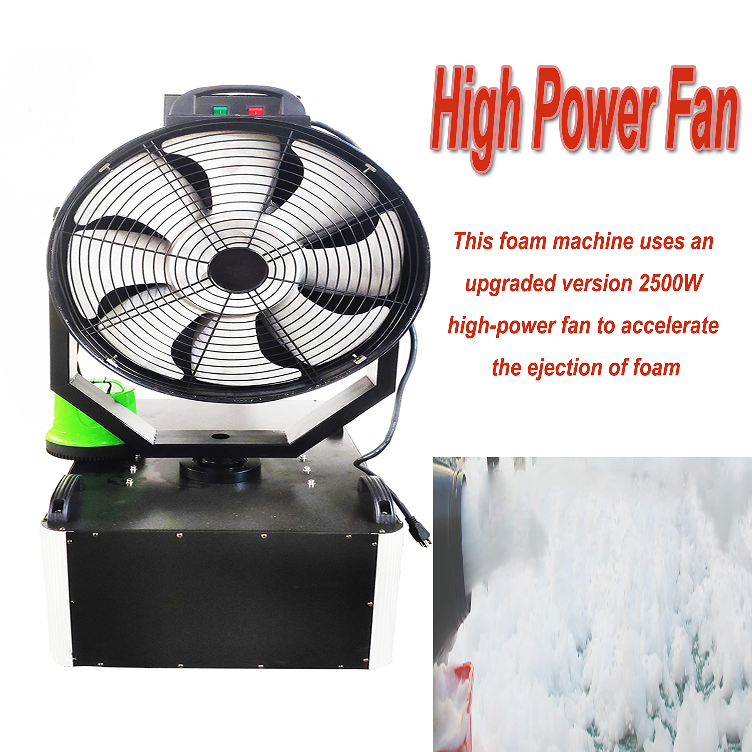 TECHTONGDA Large Foam Machine Stage Jet 180°Shaking Head Foam Production Foam Making Machine for Birthdays Celebrations Exciting Foam Party 2500W 20m²/Minute
