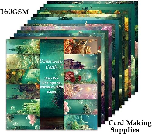 Vista 133 de Papel de manualidades, 24 hojas, 12 diseños, álbumes de recortes, una sola cara de 6 x 6 pulgadas, papel de cartulina, álbumes de recortes, 24
