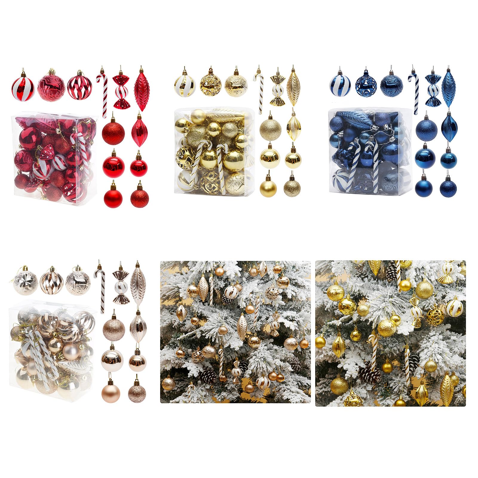 Christbaumkugeln Set, Kunststoffkugeln, Ornamente für den Innen und Außenbereich, viele Verwendungsszenarien, wasserdichte Weihnachtsdekoration