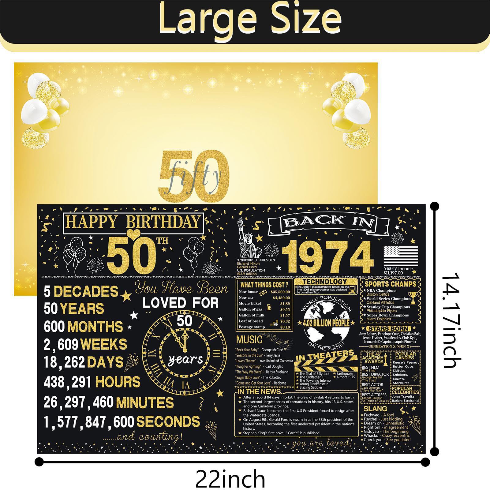 Riesen Geburtstagskarte Zum 50. - Schwarz/Gold, 36x55,9 Cm