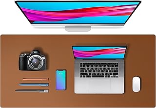 قاعدة ماوس مكتب من الجلد الصناعي مقاوم للانزلاق والماء، واقي جلد لمكتب عمل، مفرش مكتب للاب توب والكتابة في المنزل والمكتب، (بني ، 91 سم × 43 سم) من اوثيا