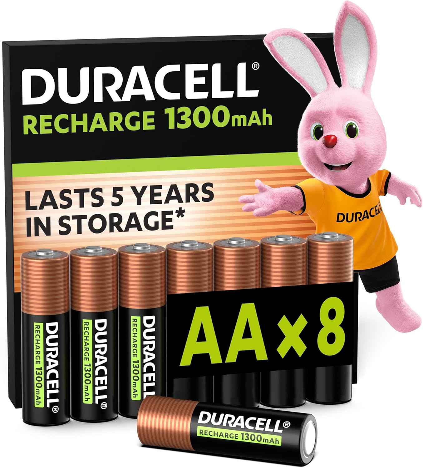 Duracell Rechargeables Piles AA (lot de 8), 2500 mAh, NiMH, pré-chargées, Longue durée, un packaging recyclable 0% plastique — vue 13