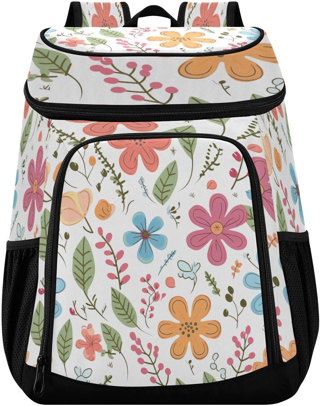 Cute Cartoon Flowers Cooler Backpack 36 Cans Leakproof Waterproof Backpack Cooler Bag Beach Accessories Travel Camping Fishing Backpack for Women Men