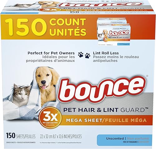 Miniatura 8 de Bounce Hojas de secado de pelo y pelusa para mascotas con 3 peleadores de pelo de mascotas, sin perfume, 130 unidades
