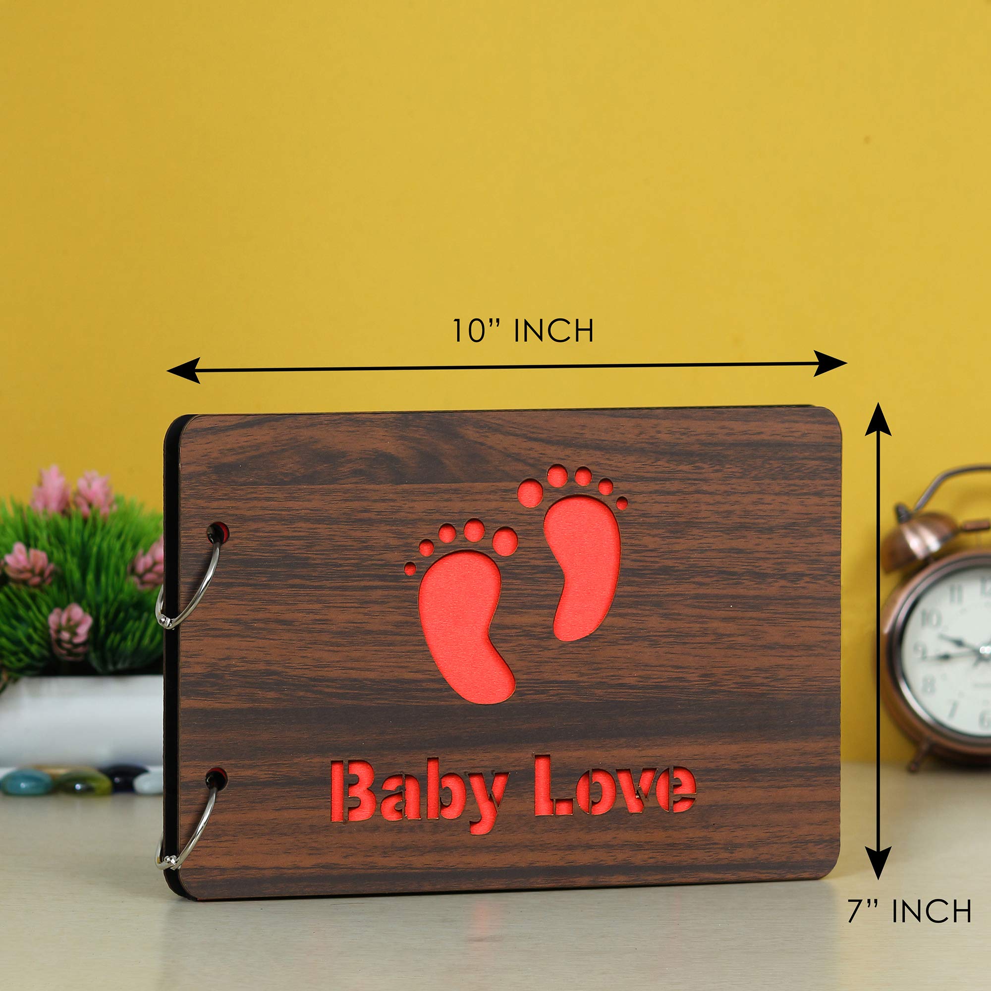 Webelkart Drewniany album fotograficzny DIY, album pamiątkowy, album fotograficzny - 26 cm x 16 cm x 4 cm (30 arkuszy)