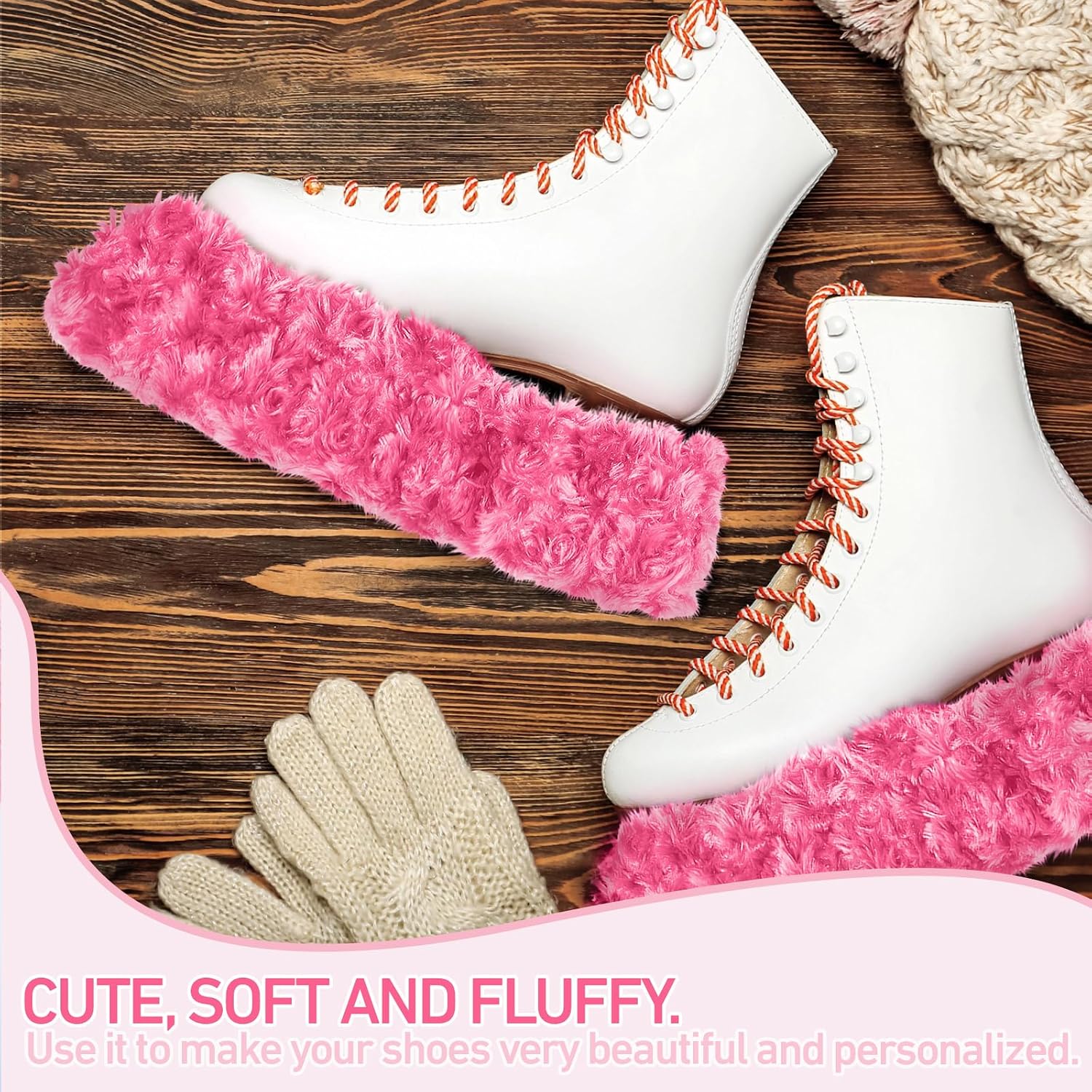 Gemscream Ice Skate Guards Fuzzy Hockey Soakers for Figure Skates Guards for Girls Boys Youth Women Men Adult