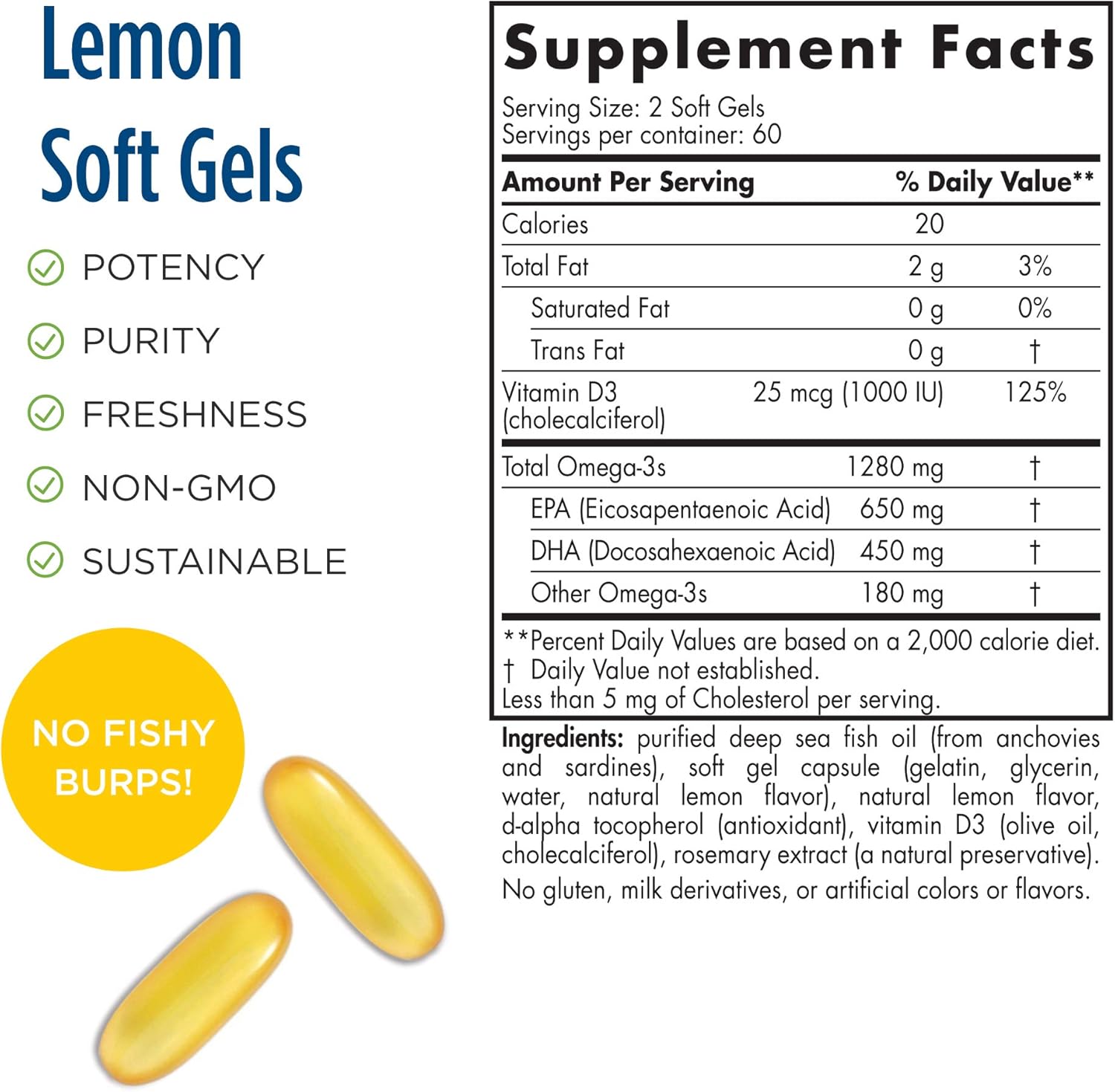 Amazon.com: Nordic Naturals ProOmega-D, Lemon Flavor - 120 Soft Gels - 1280  mg Omega-3 + 1000 IU D3 - High-Potency Fish Oil - EPA & DHA - Brain, Eye,  Heart, Joint, &