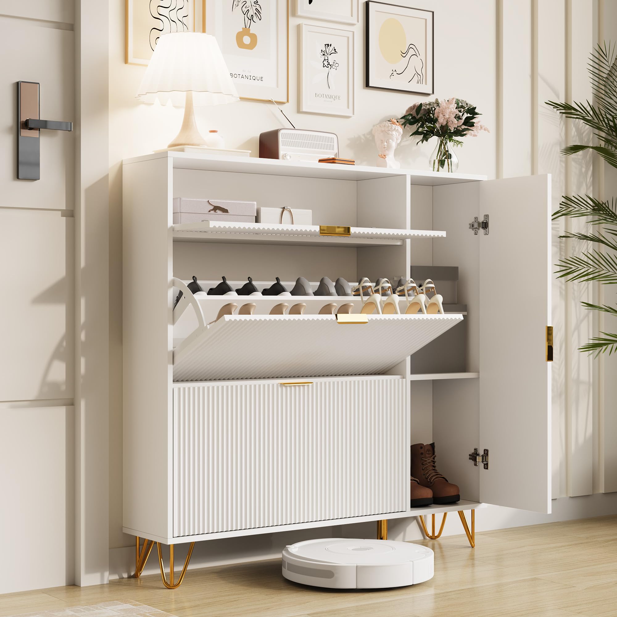 Schoenenkast UTANA 2 deuren 140 cm wit