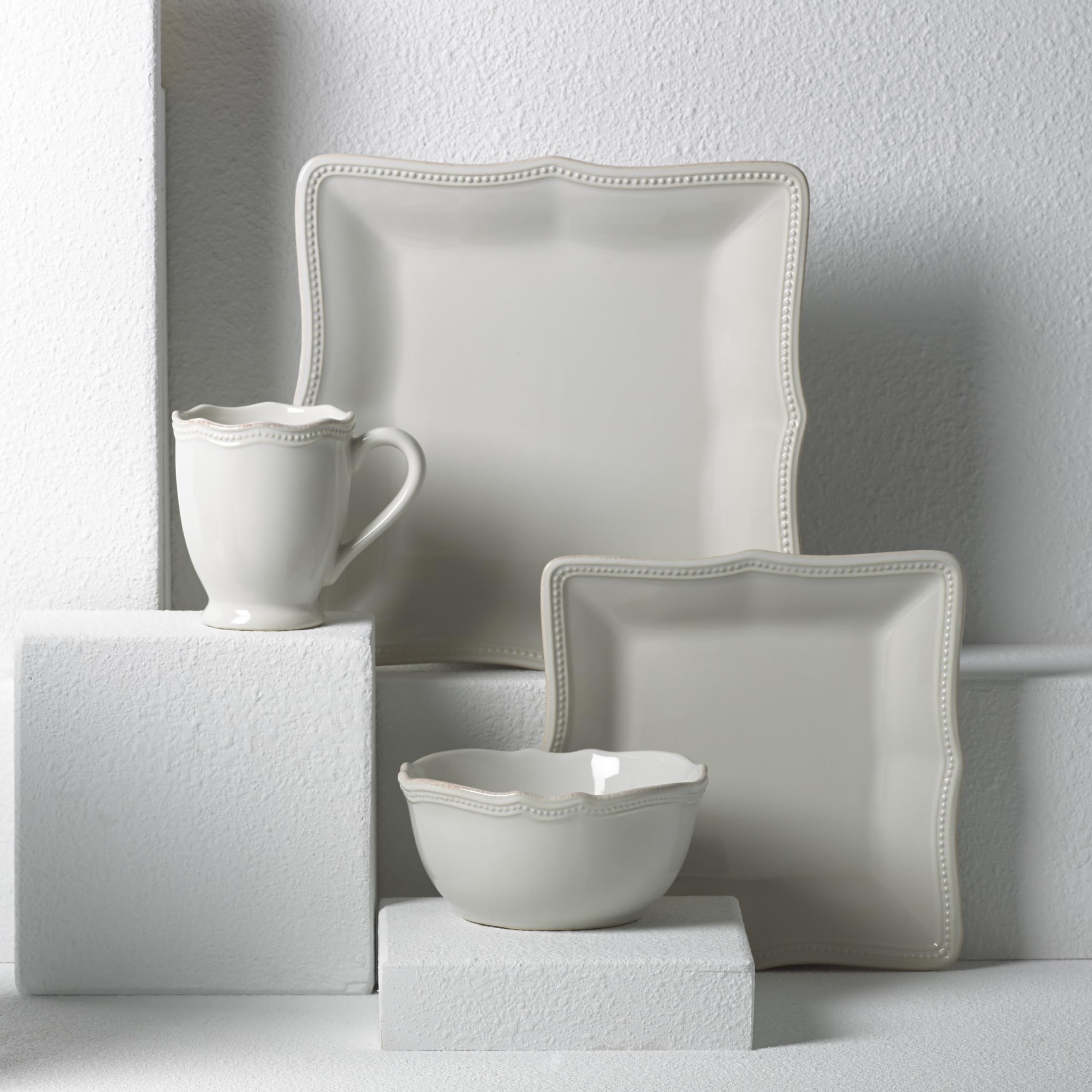 Lenox French Perle Groove Tazones (conjunto De 3), Blanco, Mini