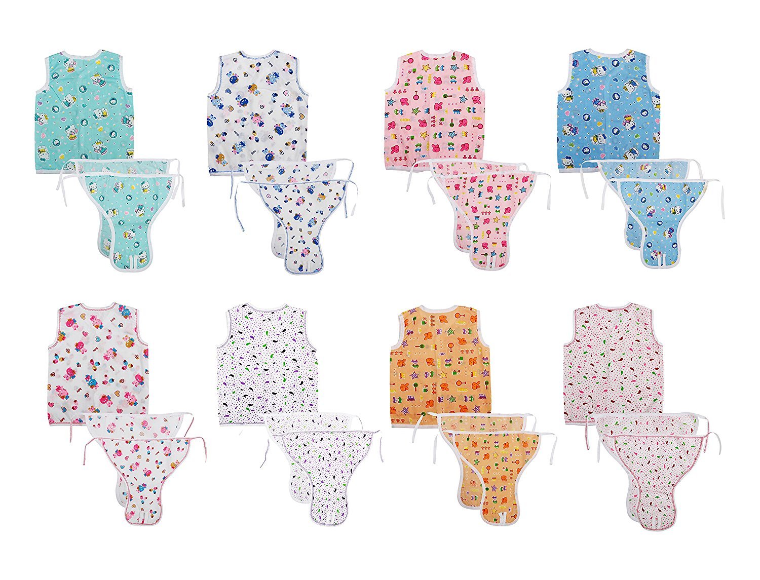 First Step New Born Baby Gift Pack Jhabla with Diaper (Multicolor, Pack of 16)(Size-L-12inchs,B-10inchs) 1