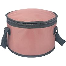 Insulated Cooler Pie Carrier Round Thermal Casserole Carrier,Polyester Fabric Cooler Lunch Bag for Hot or Cold Food transport,Large Size Brown, Diameter 11 inches