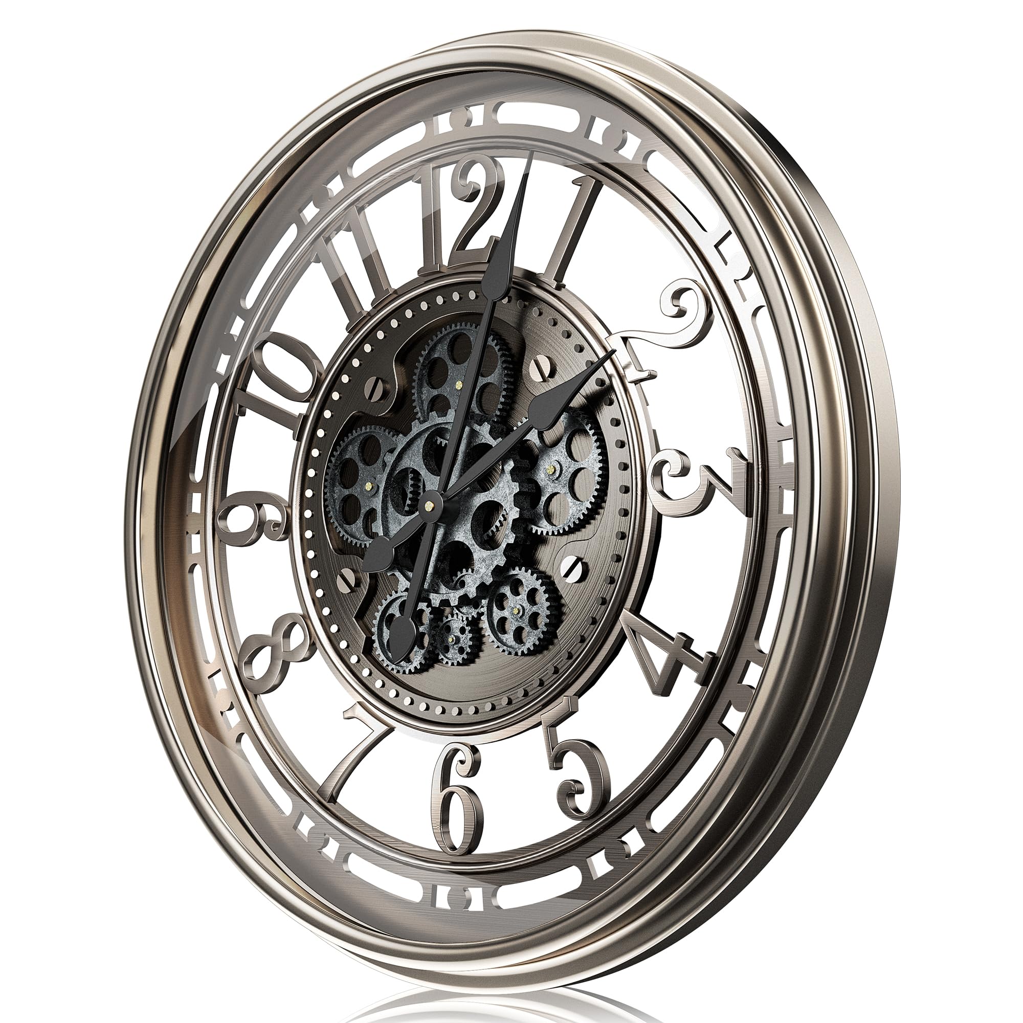 TOKTEKK Moving Gears Wall Clock, 53.5cm,Black Gold Arabic — image 1