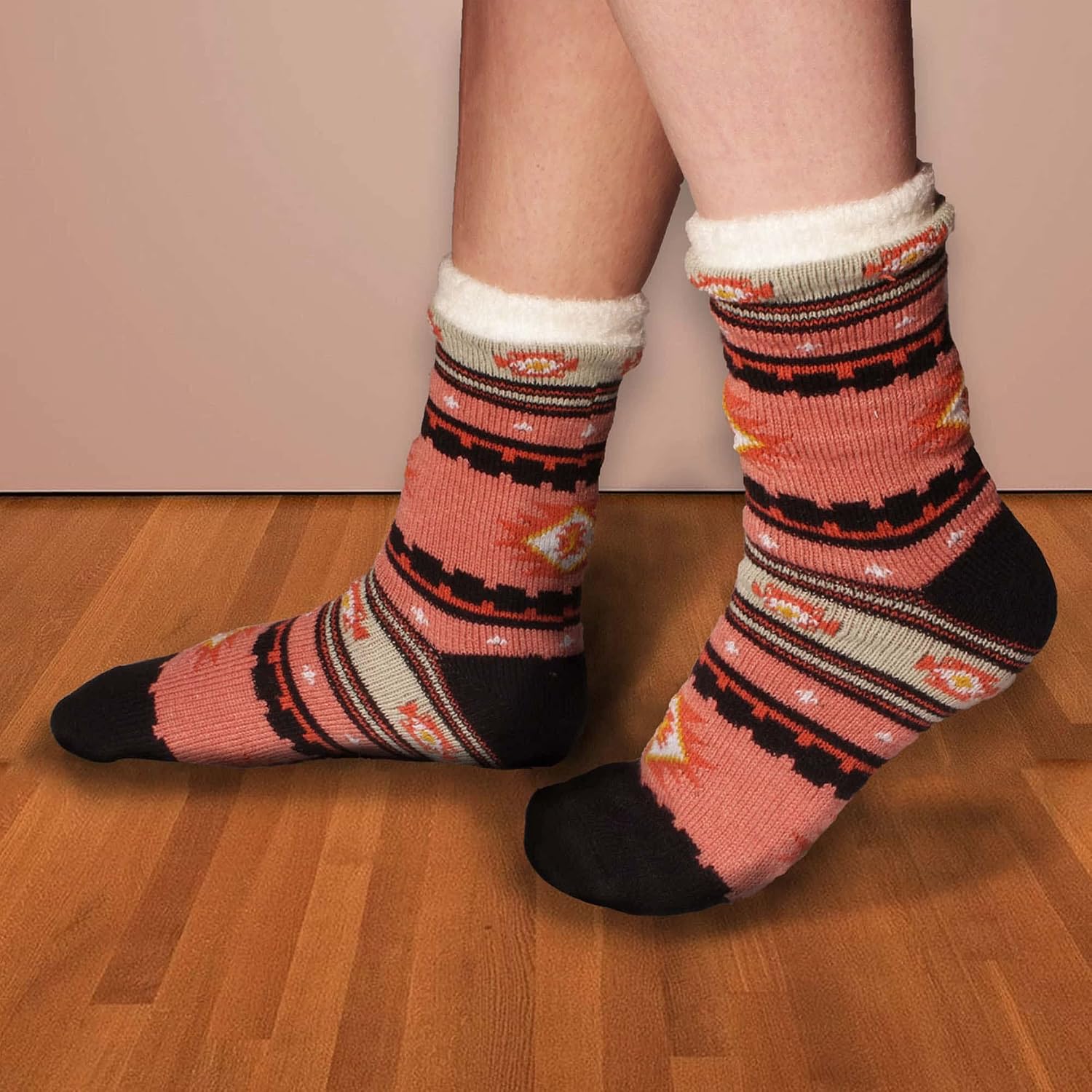 BambooMN Men's Cabin Double Layer Thick Soft Warm Fuzzy Comfy Home Socks, 3 Pairs