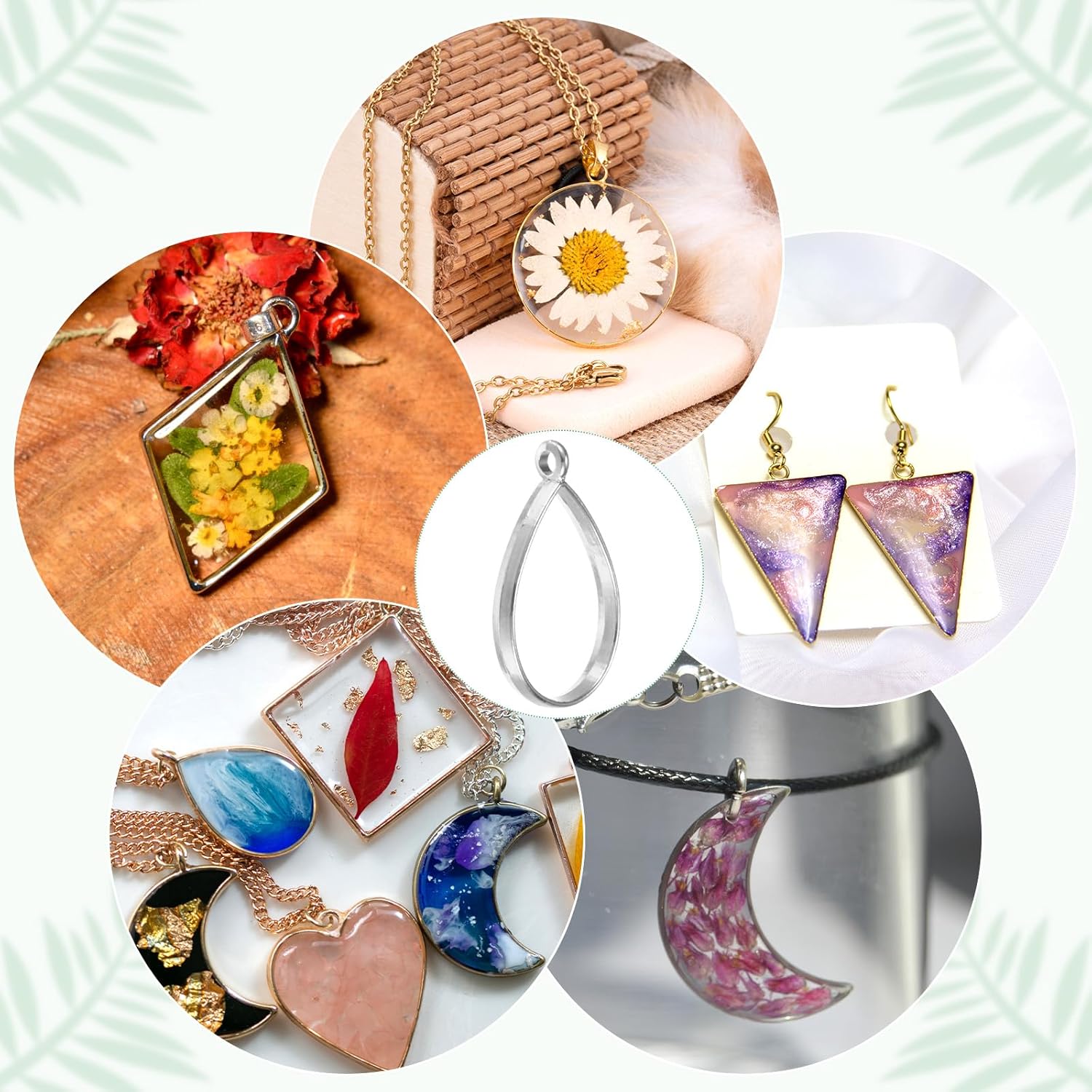 20-Pack Open Bezels for Resin, Teardrop Shape Open Back Bezel Pendants for Resin Jewelry Making/DIY Earrings Necklace, Alloy Hollow Frame Pendants [Silver Tone] - Image 5