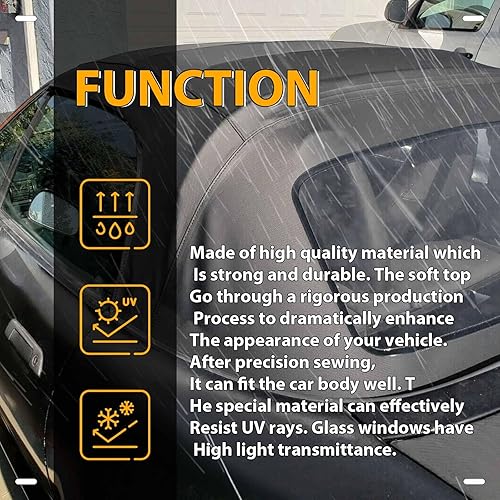 Miniatura 4 de KUAFU Parte superior suave compatible con Chevy Chevrolet Corvette C5 Convertible Top 1998-2004 de vinilo negro con ventana de vidrio calentado