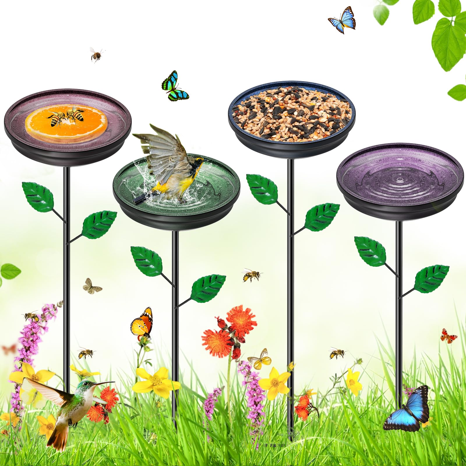 MeyRolizn 4-Pack Hummingbird Bath