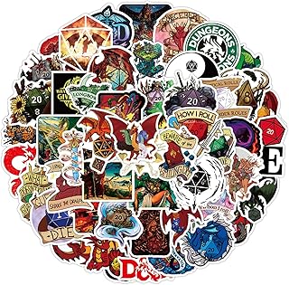 YIYEWUMIAN Dungeons and Dragons Stickers 50PCS Gifts WOF Dragon Fantasy Stickers Bulk for Water Bottle Guitar Phone Cool Classic Game Waterproof Vinyl Stickers for Teens Adults Boys (Dungeons and Dragons)