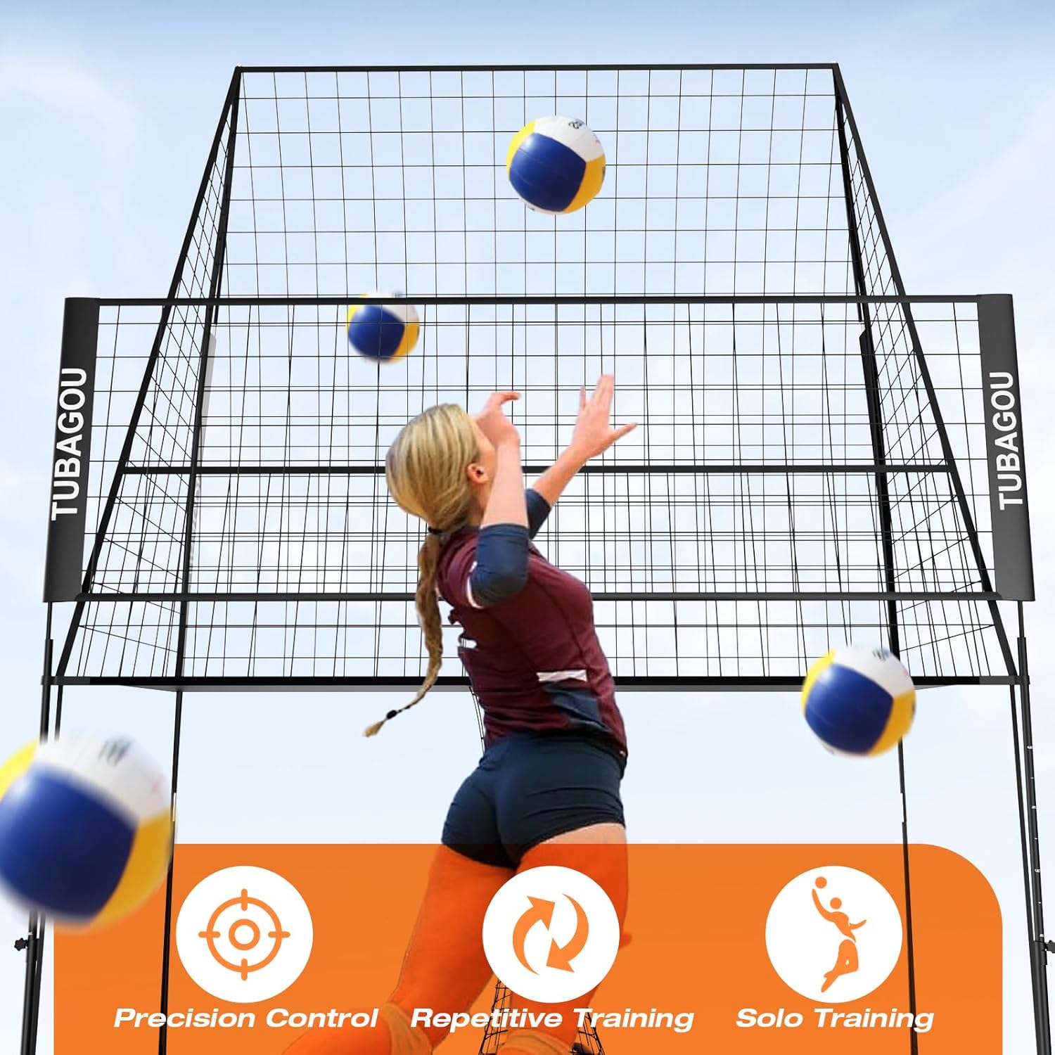 2025 Upgraded Volleyball Training Equipment Net Volleyball Spike Trainer for Indoor and Outdoor Volleyball Practice Net Station, Perfect for Team or Solo Training, Home Volleyball Net - Image 5