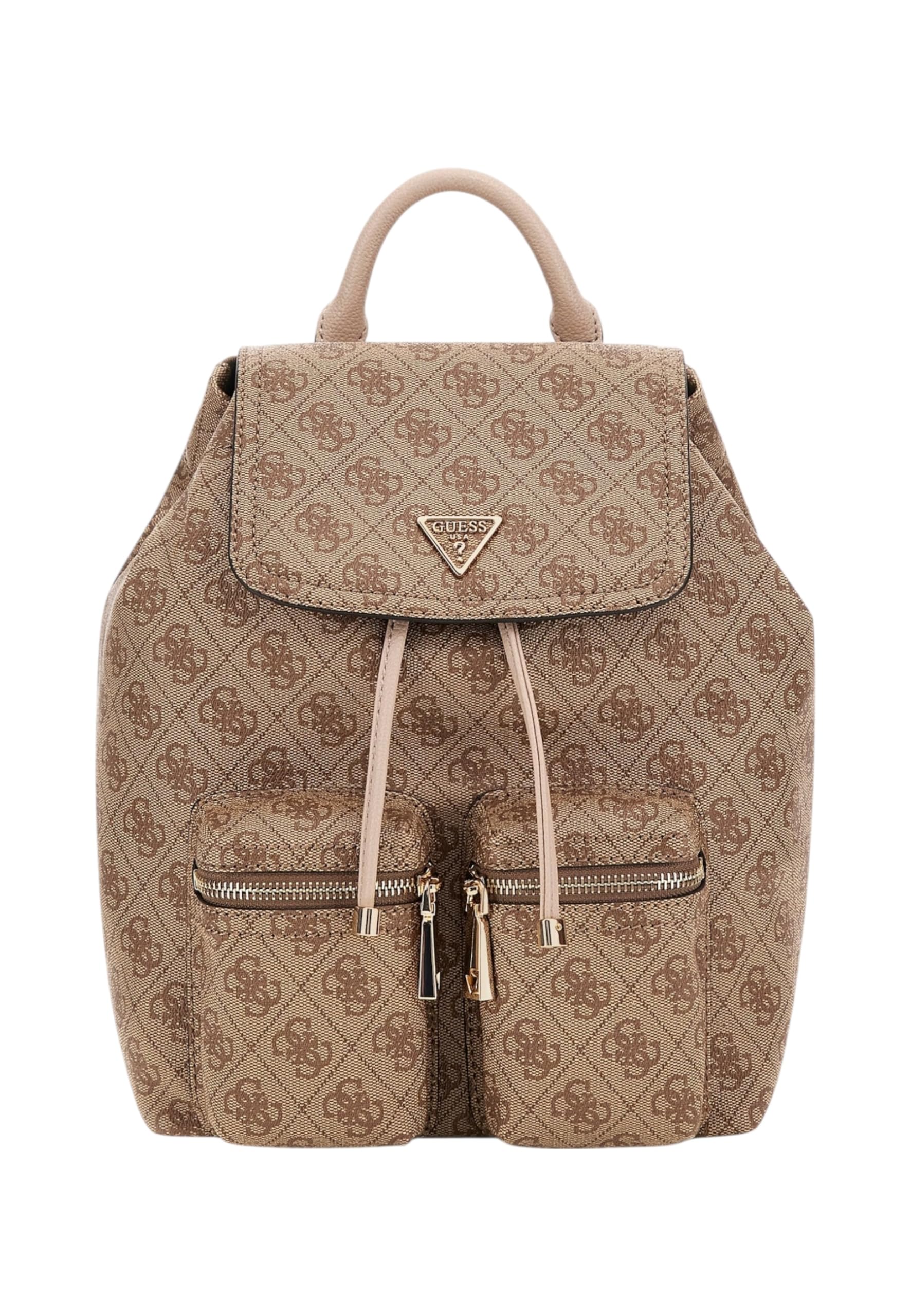 GUESS Manhattan II Flap Backpack Rucksack Latte Logo beige taupe