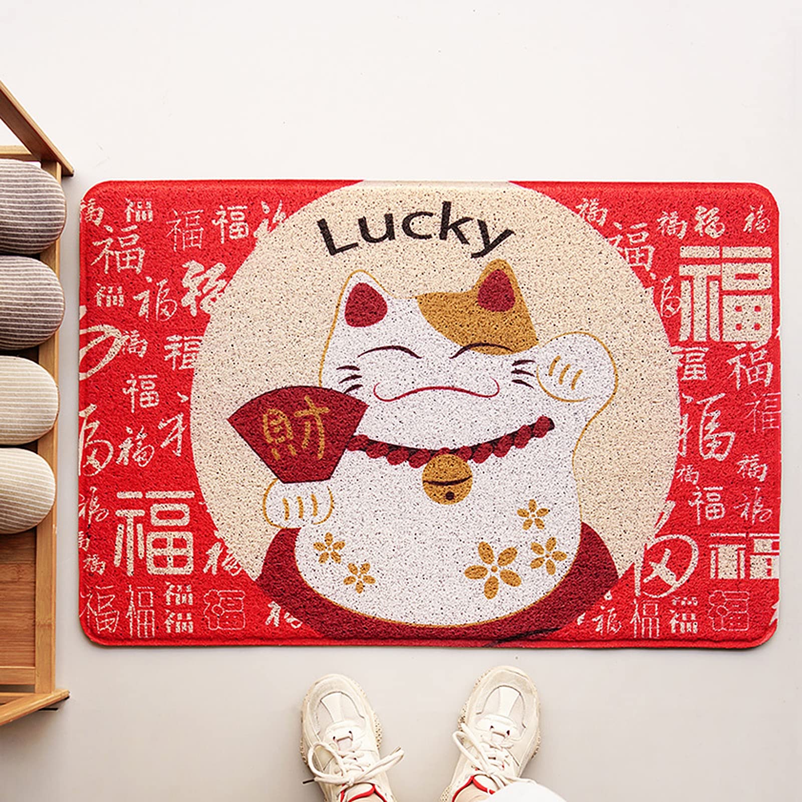 Paillasson chat bonheur japonais tapis antidérapant entrée