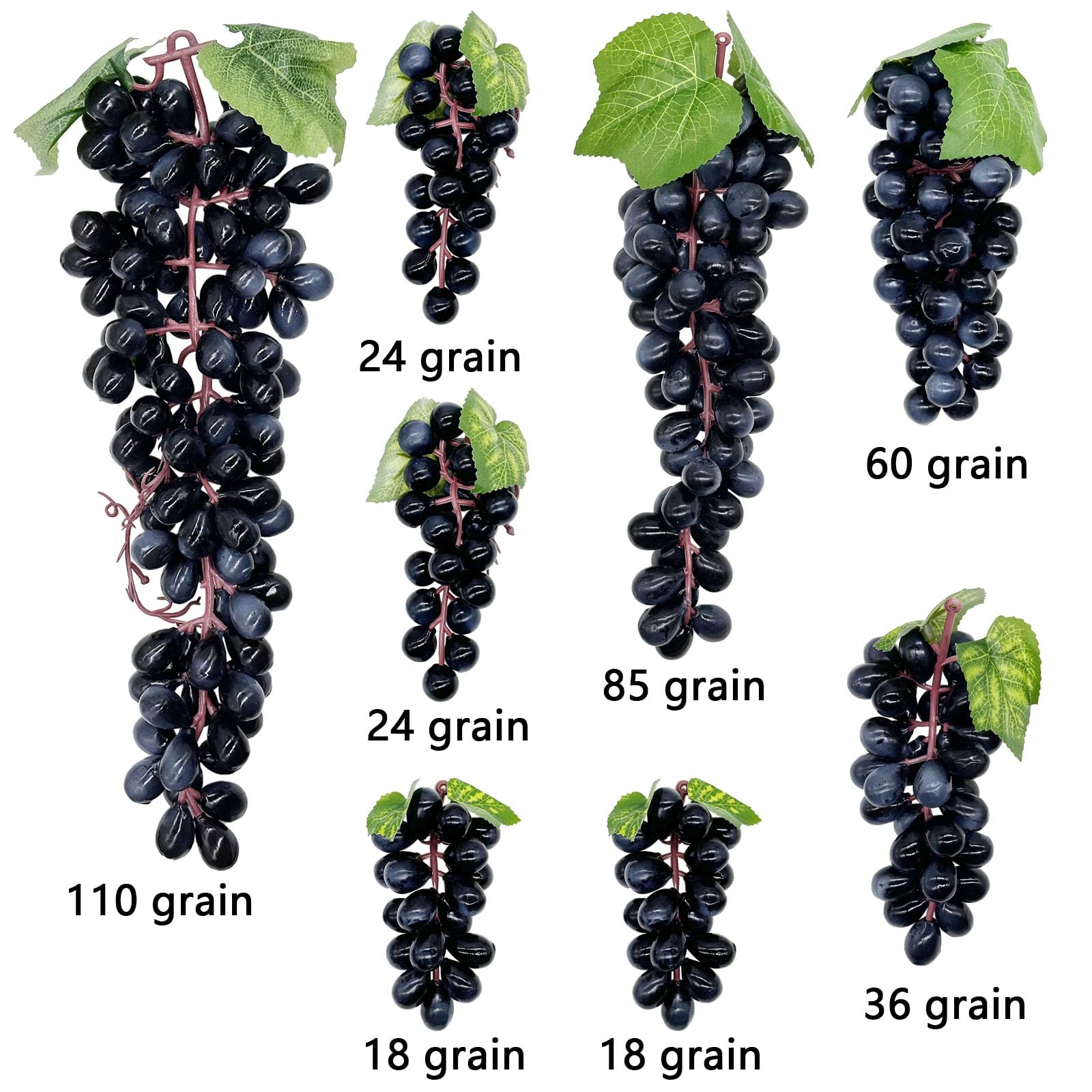 8 Uva Artificiale Realistico, Nero Uva Artificiale Grappoli di Uva Artificiale Simulazione, Uva Nera Artificiale per Decorazione del Vino, Puntelli di Frutta Artificiali