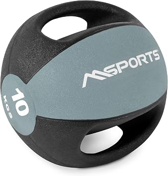 MSports Premium Medicine Ball with Handles 1 - 10 kg - Professional Studio Quality Gymnastic Balls