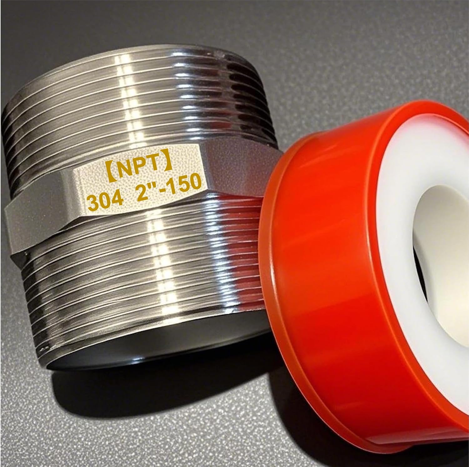 RQG Male Hex Nipple, 304 Stainless Steel Hex Nipple, 2” x 2” Pipe Fittings, 1/2” x 1/2” Pipe Fittings,2” inch and 1/2” inch NPT Male Threaded Pipe，Adapter Fittings for Water,oil (Pack of 2)