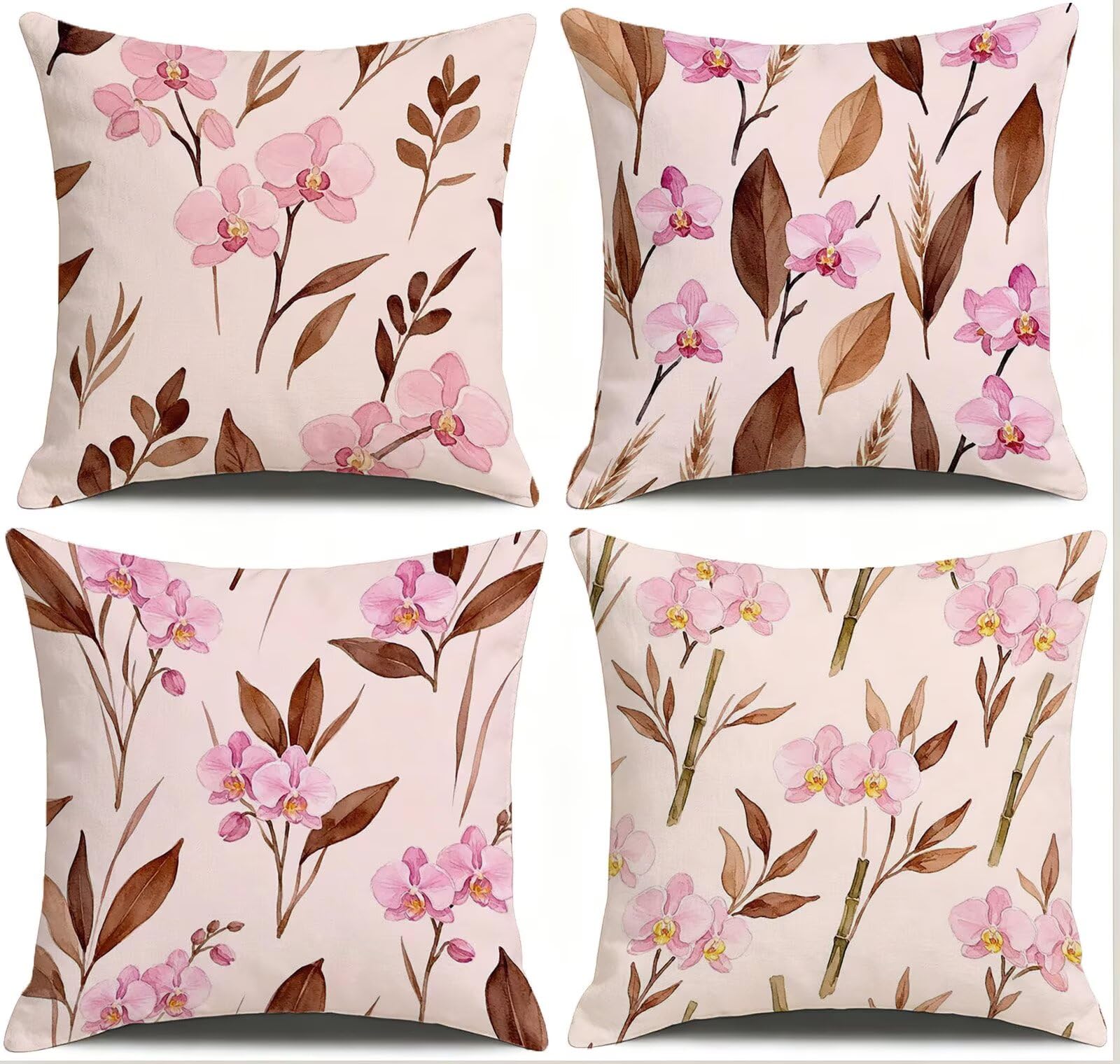 Rosa Federe Cuscini Divano 50x50cm, Cuscini da Esterno Set de 4, Cod-448