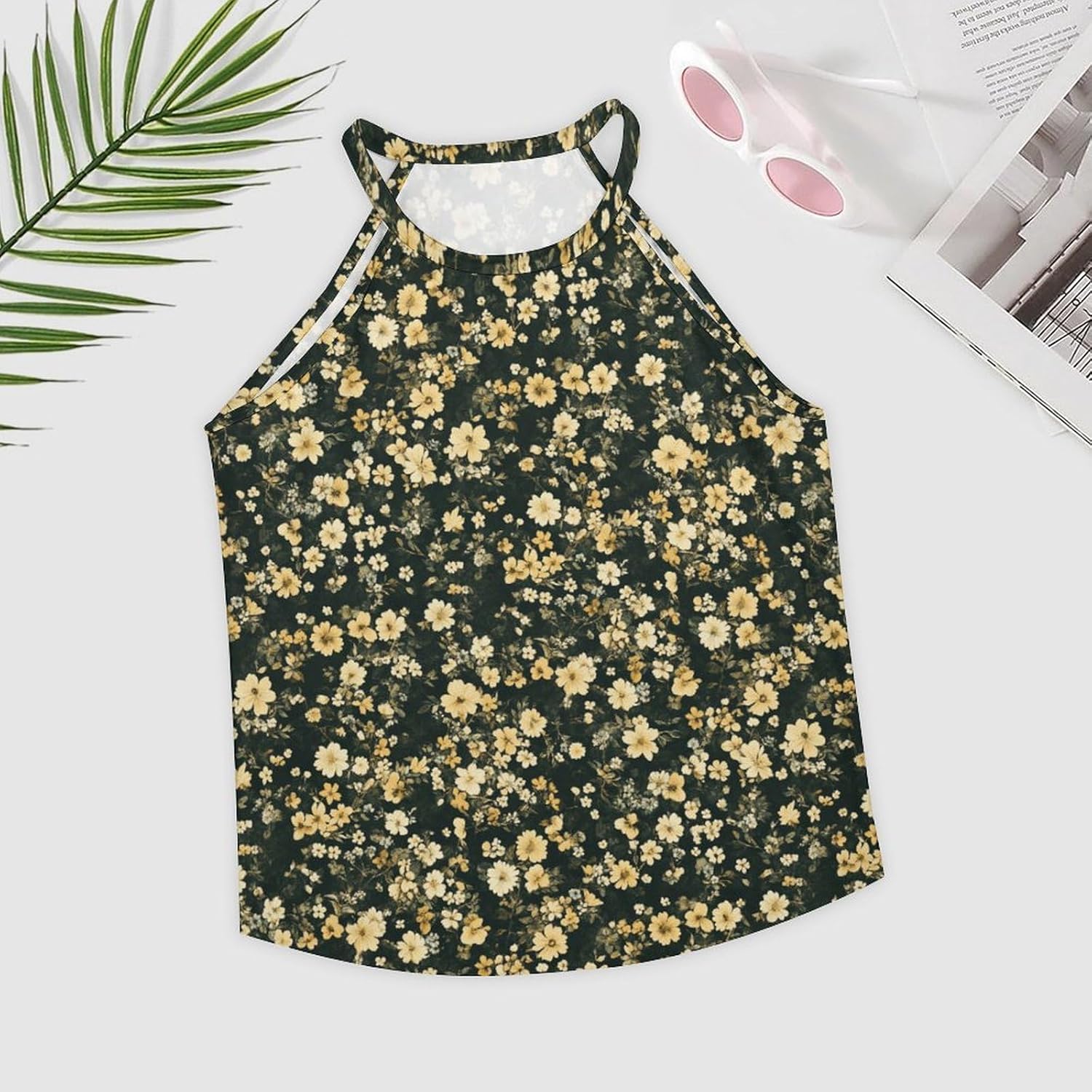 Tank Tops for Women 2025 Floral Print Casual Summer Fashion Boho Sexy Crewneck Pullover Cropped Sleeveless Tshirts - Image 3