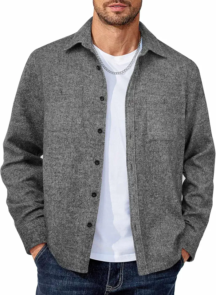 COOFANDY Men's Flannel Shirts Long Sleeve Casual Cotton Plaid Button Down Shirt Jacket with Pockets