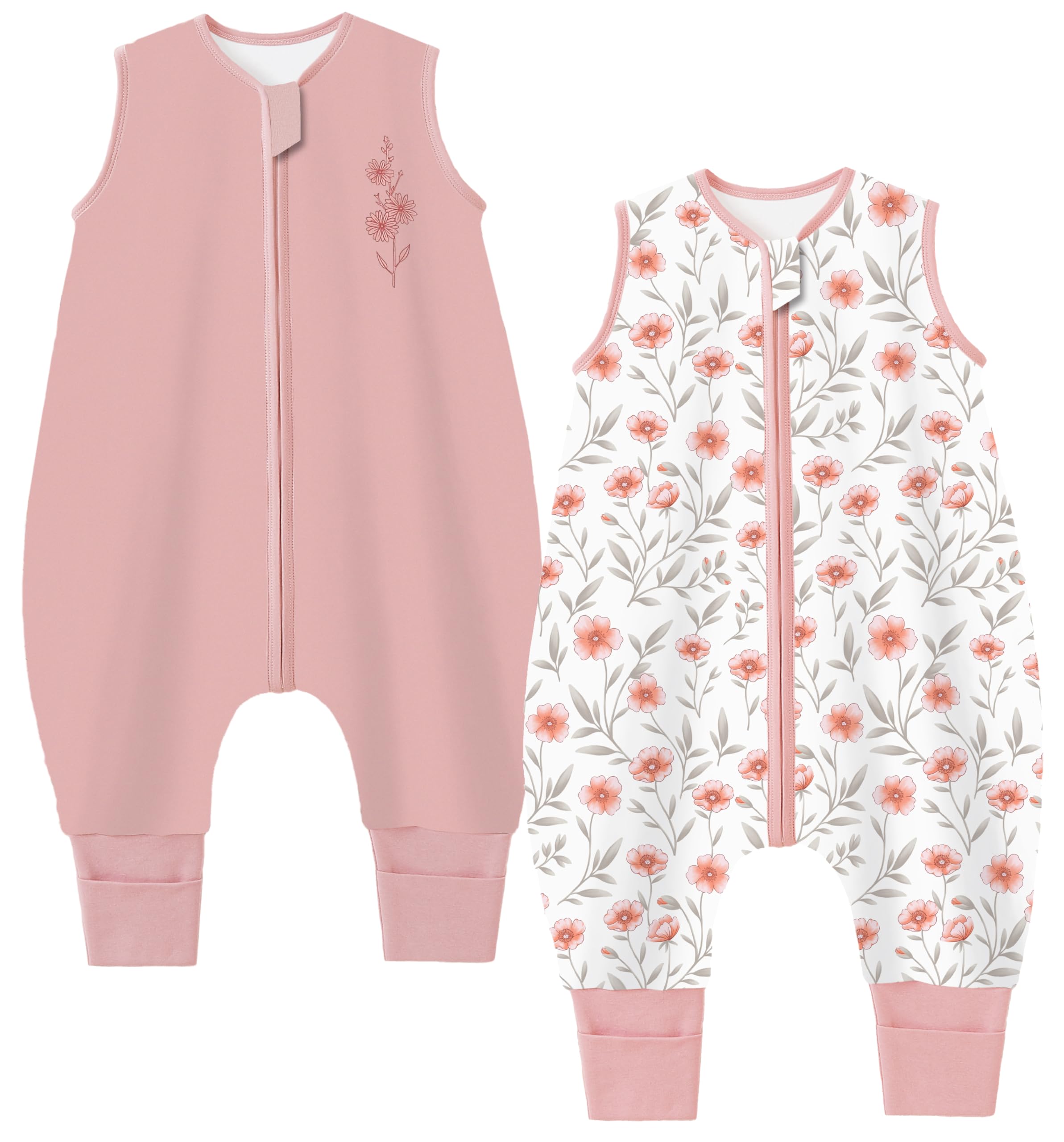 Chilsuessy Baby Schlafsack Sommer mit Füßen 0.5 Tog 100% Baumwolle Kinder Sommerschlafsack für Jungen und Mädchen