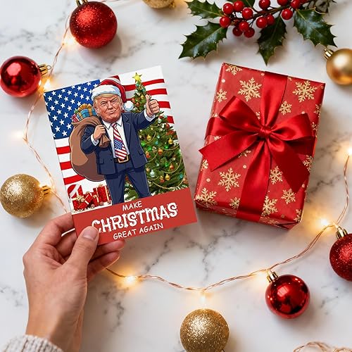 Miniatura 5 de ERKOON Divertida tarjeta de Navidad, tarjeta de felicitación de Navidad humorística de Donald para hombres y mujeres, tarjetas de regalo para